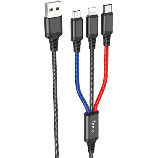HOCO Câble de charge 3-en-1 (iP+Type-C+Micro) X76 - Noir