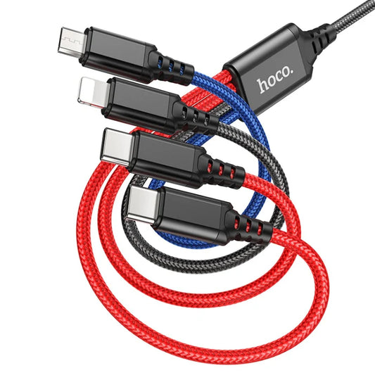 HOCO Cable de recharge 4-en-1 (iP+Type-C+Type-C+Micro) - Multi